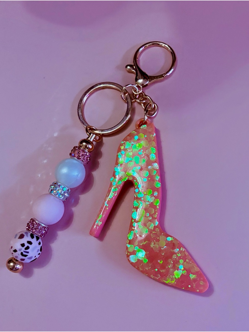 Y2K Barbie shoe- Pink High Heel Drink Can Opener Bag Charm with Beaded Accent
